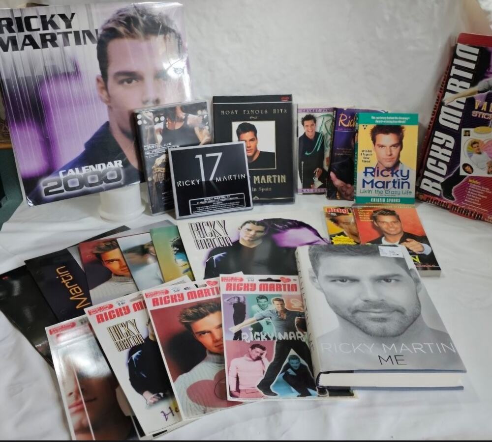 Vintage Ricky Martin Memorabilia Books,DVD,CD,Windows Clings,Folders, Kids Valen